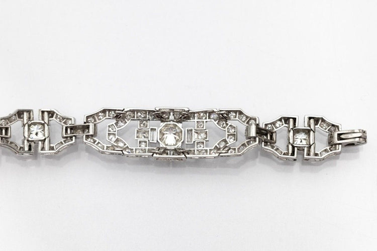 Bracelet Bracelet Art Déco unique en platine avec diamants 58 Facettes 10501