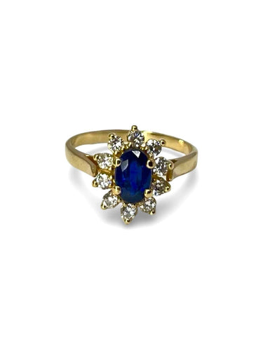 Bague 47 Bague or jaune saphir 1 ct et diamants 0,30 ct 58 Facettes 00066301