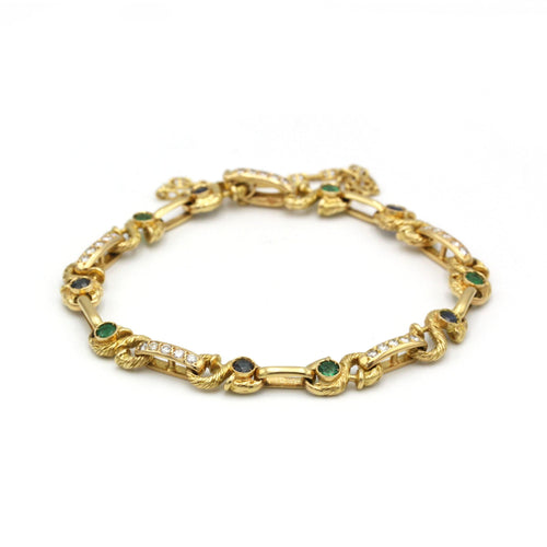 Bracelet Bracelet - Or, diamants, saphirs et émeraudes 58 Facettes 250181R