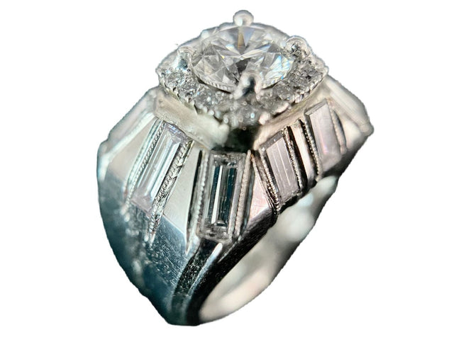 Bague 45.5 Bague en platine sertie d'un diamant de 0,83 carat (VVS-E/F) 58 Facettes