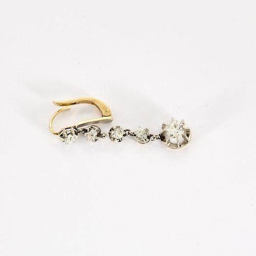 Boucles d'oreilles Anciennes boucles d'oreilles dormeuses or et diamants 58 Facettes