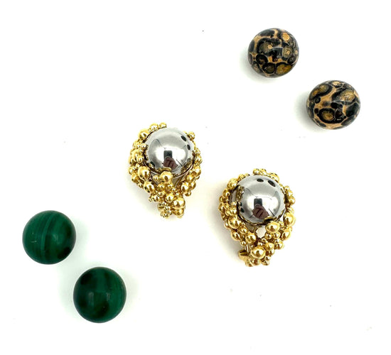 Boucles d'oreilles GILBERT ALBERT. Clips d'oreilles or jaune 18K et billes interchangeables 58 Facettes