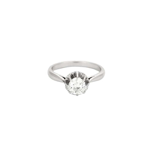 Bague 54 Bague Solitaire en or blanc, platine et diamants 58 Facettes BLO0315