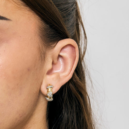 Boucles d'oreilles Boucle d'oreille Cœur en or jaune, or blanc et diamants 58 Facettes LP1198/17