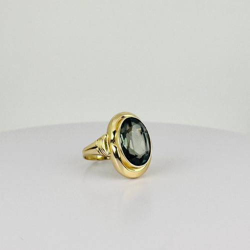 Bague 58 Bague solitaire en or jaune, tourmaline verte ovale à facettes de 8 carats 58 Facettes 2511006