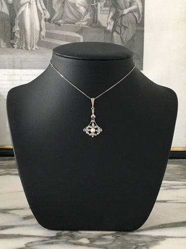 Pendentif Pendentif Belle Époque en or jaune 18k et platine, perle et diamants 58 Facettes