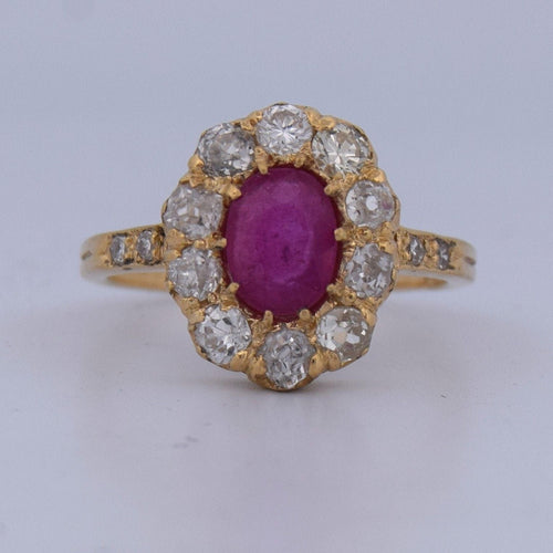 Bague 52 Bague victorienne en or jaune 18 carats avec rubis et diamants 58 Facettes AN558