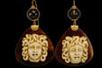 Boucles d'oreilles Boucles d'oreilles antiques en or et écaille de tortue avec camées Medusa en ivoire 58 Facettes 7606