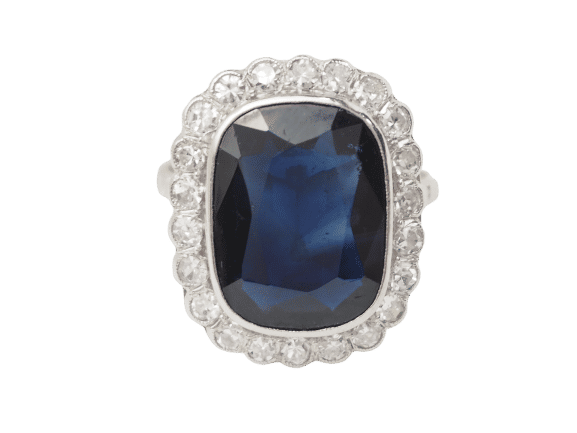 Bague 59 Bague Pompadour en or blanc, saphir et diamants 58 Facettes 33307