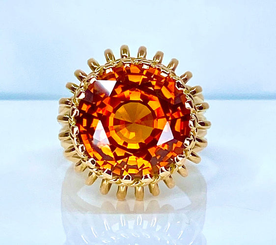 Bague 51 Bague en or jaune 18 carats et citrine Madère 58 Facettes AB496