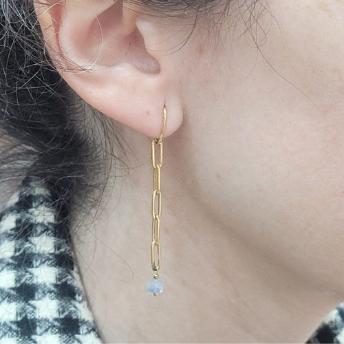 Boucles d'oreilles - Boucles d'oreilles détachables en or jaune 18 carats et kyanite