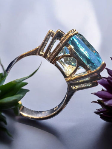 Bague 53 Bague Topaze Bleue 9.08 Ct Diamants 58 Facettes 7815 A