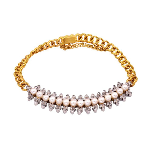 Bracelet Bracelet Napoléon III or jaune, perles et diamants 58 Facettes 34000002