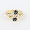 Bague vintage en or jaune 18 carats avec diamants et saphirs