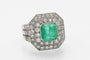 Bague 52 Bague chevalière Art déco avec émeraude 2.00 ct et diamants en or blanc 58 Facettes 11035