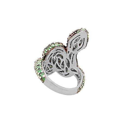 Bague 56 Bague Serpent, or blanc, or noirci, tsavorites et diamants. 58 Facettes 34881