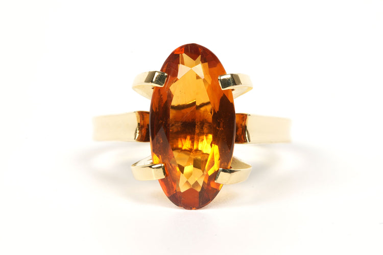 Bague 55 Bague années 70 en or jaune citrine 58 Facettes 21692