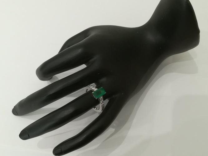 Bague 53 Bague Emeraude Diamants Or Blanc 58 Facettes