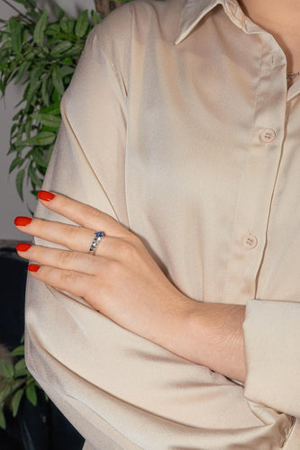 Bague 55.5 Bague Or blanc Saphir, Diamant 58 Facettes 4551822RV