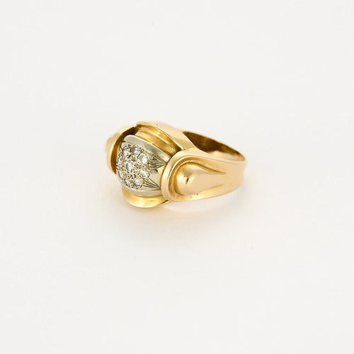 Bague 52.5 Bague type tank en or jaune et or gris, diamants 58 Facettes SBR17542