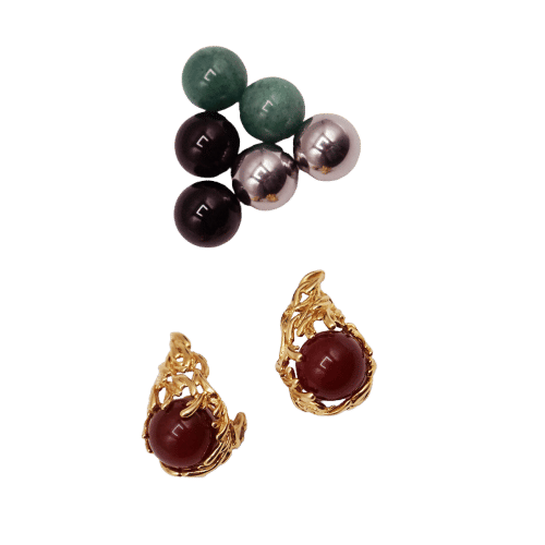 Boucles d'oreilles Gilbert Albert - Boucles d’oreilles billes interchangeables en or 18k et pierres 58 Facettes