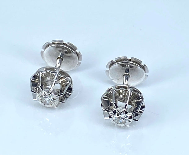 Paire de boucles d’oreilles or blanc et diamants