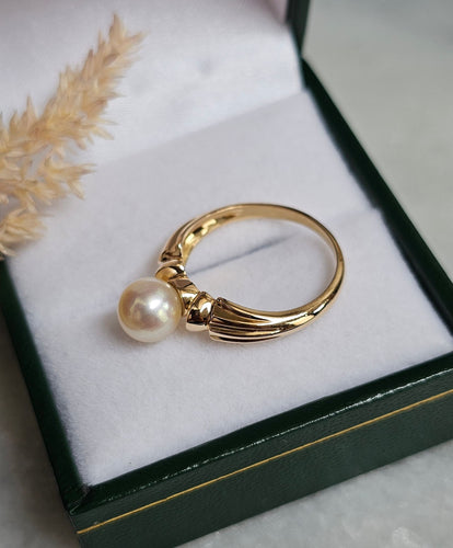 Bague 51 Bague or jaune perle 58 Facettes 683