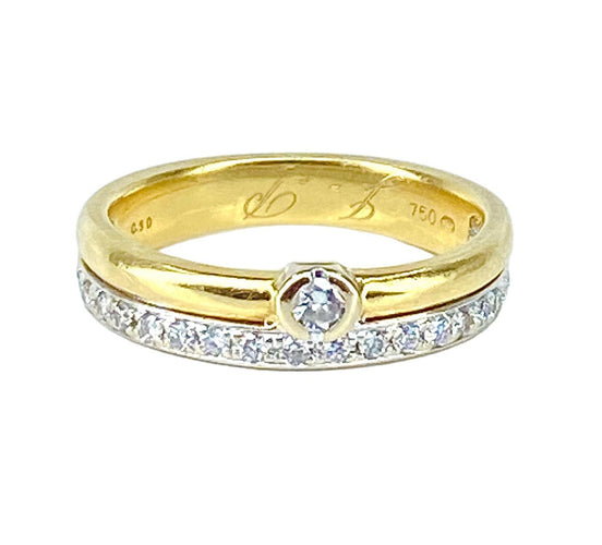 Bague 54 Bague solitaire / alliance or et diamants 58 Facettes AB637