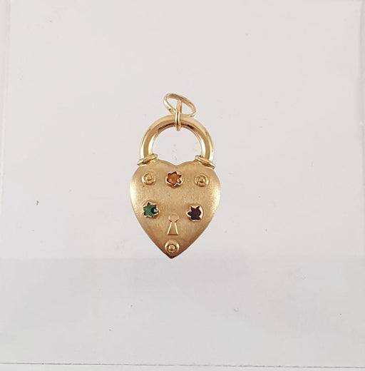 Bracelet Breloque cœur avec pierres fines en or jaune 58 Facettes