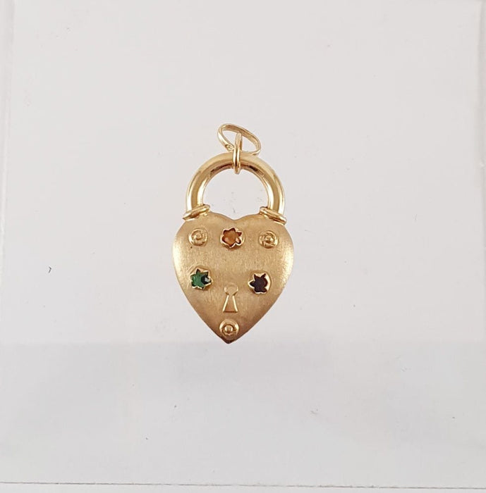 Bracelet Breloque cœur avec pierres fines en or jaune 58 Facettes