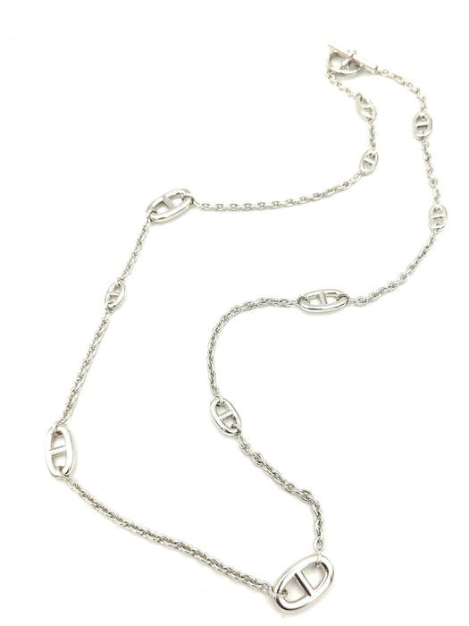 Collier HERMES. Collection "Farandole", sautoir argent 80cm 58 Facettes