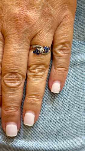 Bague 51 Bague ancienne en or saphir et diamants 58 Facettes