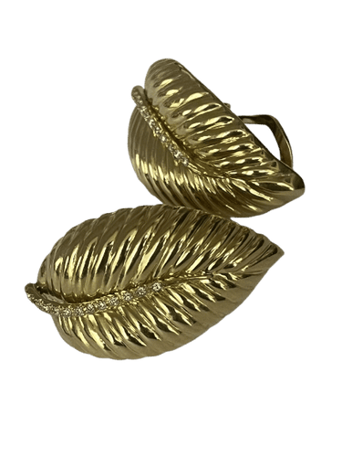 Boucles d'oreilles Boucles d'Oreilles Feuillage Or Jaune Diamants 58 Facettes LOT 6137