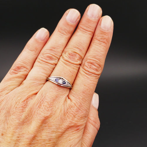 Bague 57 Bague Jarretière Diamants Saphir Verneuil 58 Facettes C19-09