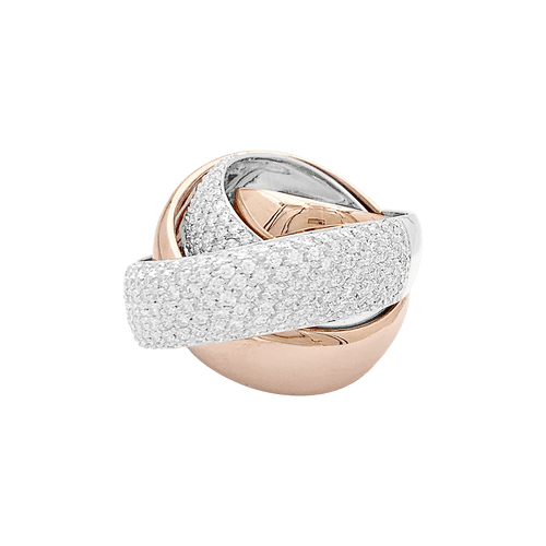 Bague 51 Bague quatre joncs deux ors et diamants. 58 Facettes 34736