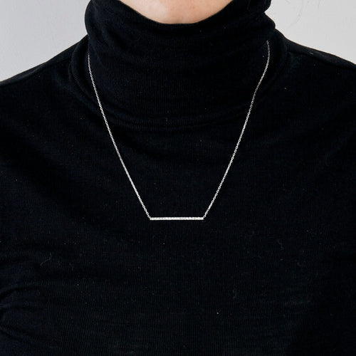 Collier Collier or blanc serti d’une barrette de diamants 58 Facettes