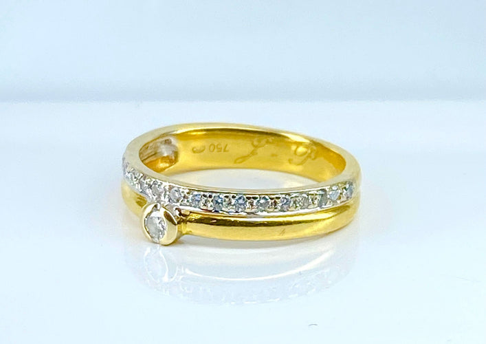 Bague 54 Bague solitaire / alliance or et diamants 58 Facettes AB637