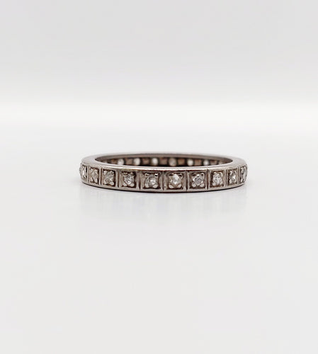 Bague 54 Alliance américaine art deco Palladium et diamants 58 Facettes A06021