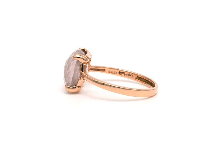 Bague 53 Bague contemporaine en or rose 18 carats sertie d'un quartz 58 Facettes 22081