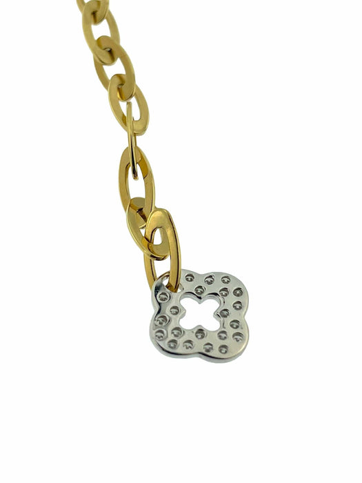 Collier ROBERTO COIN - Collier Clover Chic and Shine or jaune et blanc 58 Facettes