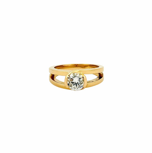Bague 51 Solitaire en diamant or jaune 18 carats 58 Facettes