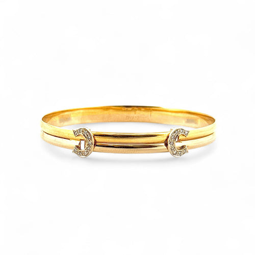 Bracelet jonc double C 2 ors et diamants