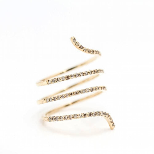 Bague spirale en or jaune et diamants