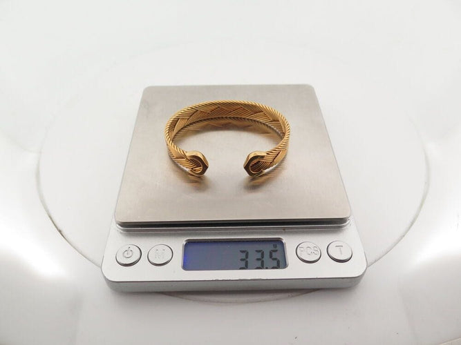 Bracelet vintage bracelet CARTIER double c tisse or jaune 18k jonc 33.3gr   boite 58 Facettes 267461