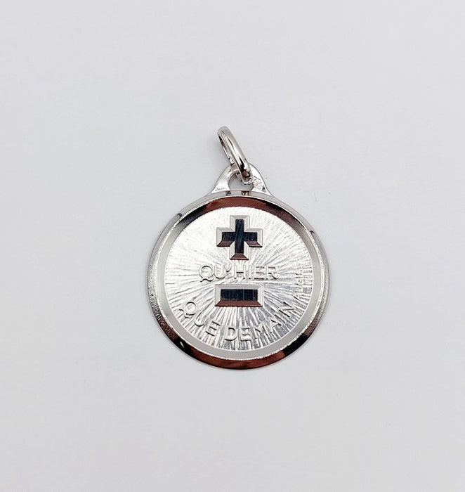 Pendentif AUGIS - Pendentif médaille d'amour or blanc  "+ qu'hier - que demain" L'Originale 58 Facettes G3822X0000