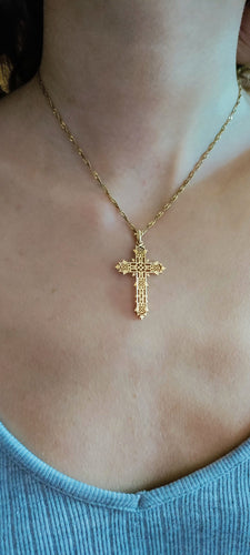 Pendentif Pendentif croix ajourée en or jaune 58 Facettes 593