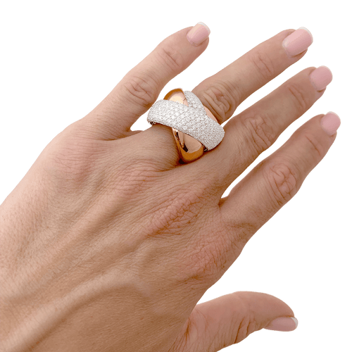 Bague 51 Bague quatre joncs deux ors et diamants. 58 Facettes 34736