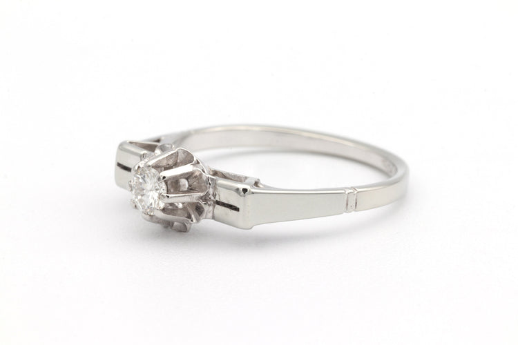 Bague 51 Bague Art Déco en or blanc sertie d'un diamant 58 Facettes 14065