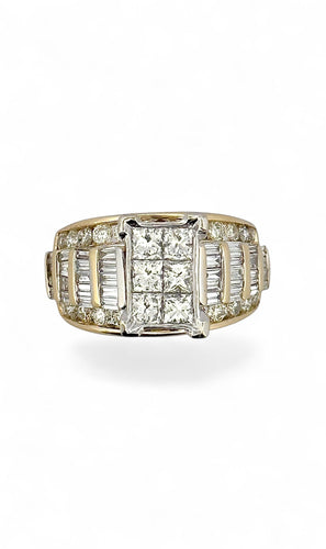 Bague 55 Bague en or bicolore 14 carats et diamants naturels 58 Facettes