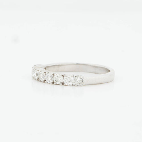 Bague 54 DEMI ALLIANCE EN OR BLANC 18 CARATS 58 Facettes REF 9045